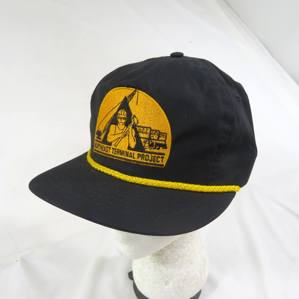 Northeast Terminal Project Rope Trucker Hat Cap Black Gold Snapback 1980s NWOT